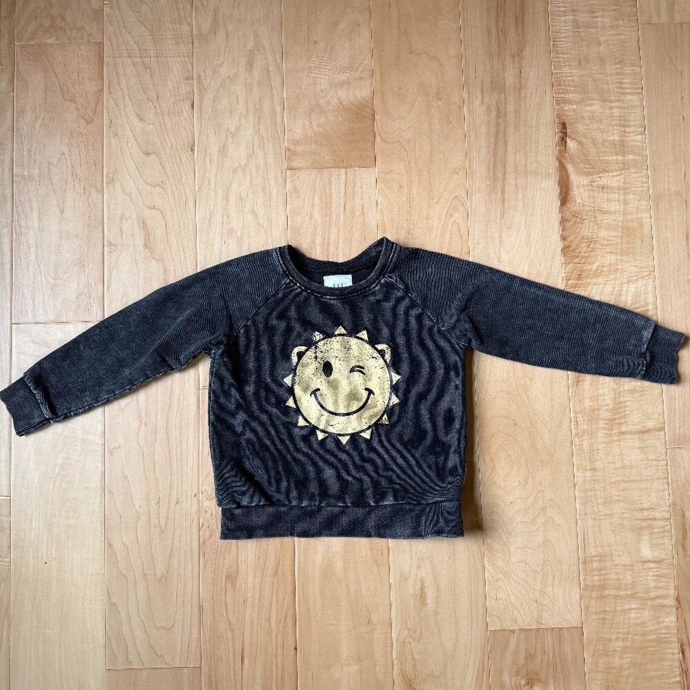 HUX Kids Charcoal Smiley Sun Crewneck Sweatshirt – Size 4